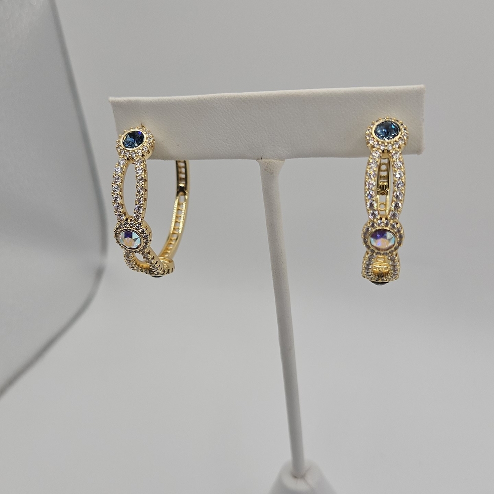 Elegant Gold and Blue Hoop Earrings